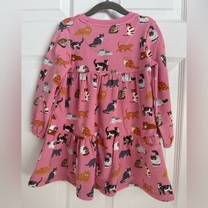 Mini Boden Pink Cat Tiered Sweatshirt Dress